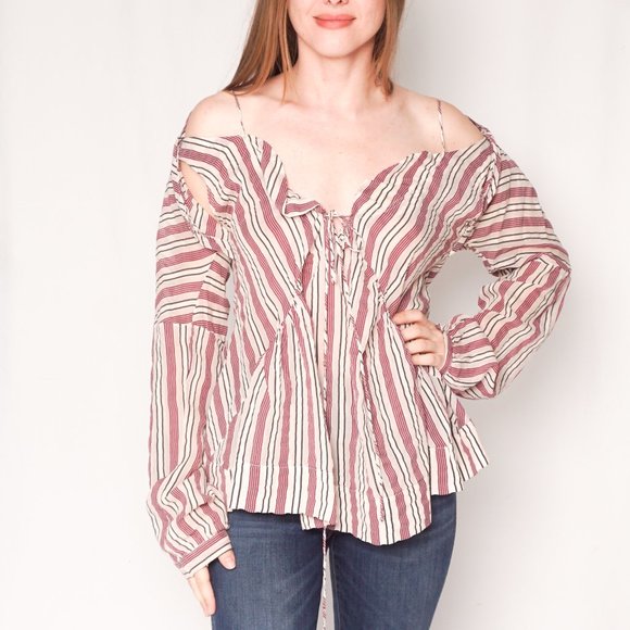 484. MARNI Cotton Silk Striped Striped Blouse Sz 42 US 6 - Picture 5 of 8